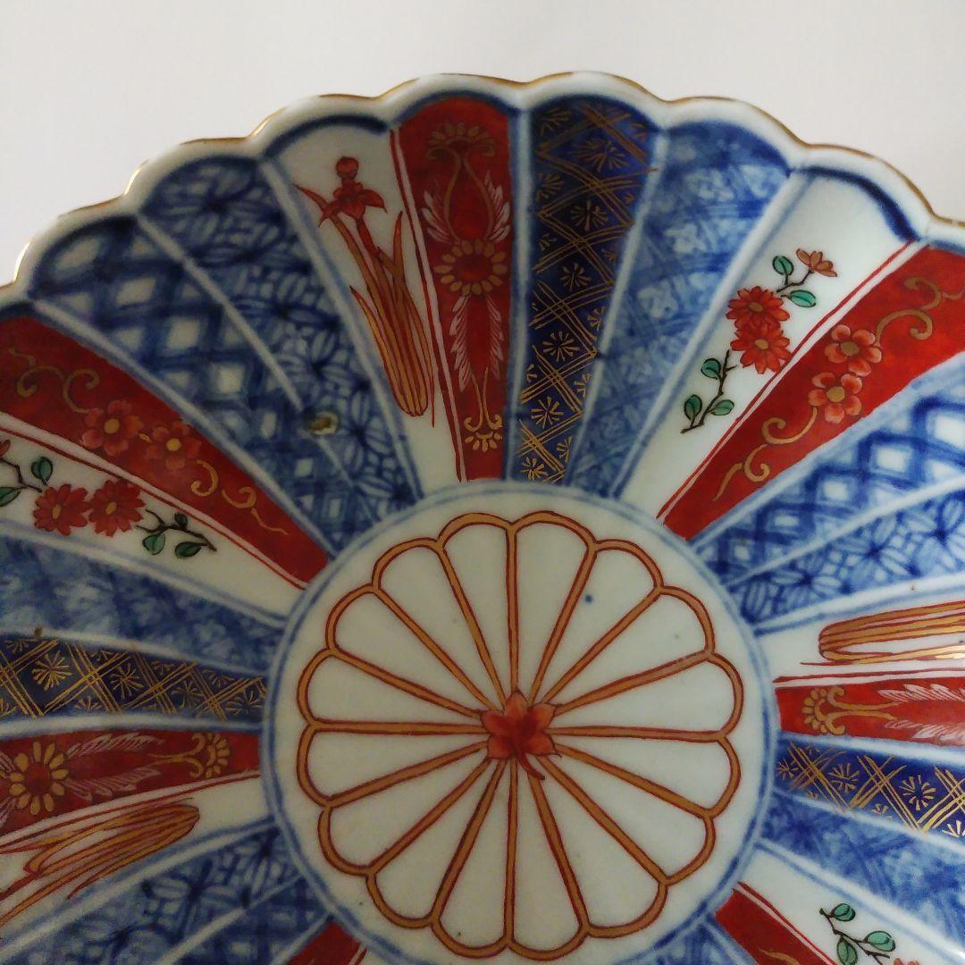 古伊万里 色絵染付 菊割菊花文鉢 大明成化年製 上手 アンティーク