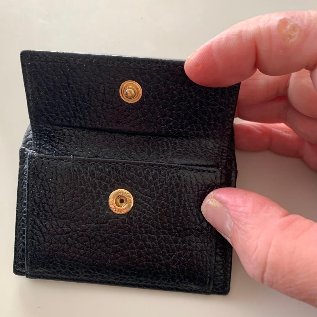 美品！GUCCI GGロゴ ブラックレザー 三つ折り財布