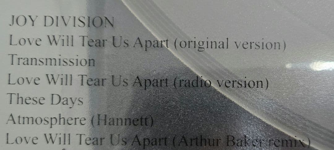激レア Joy Division Love Will Tear Us Apart