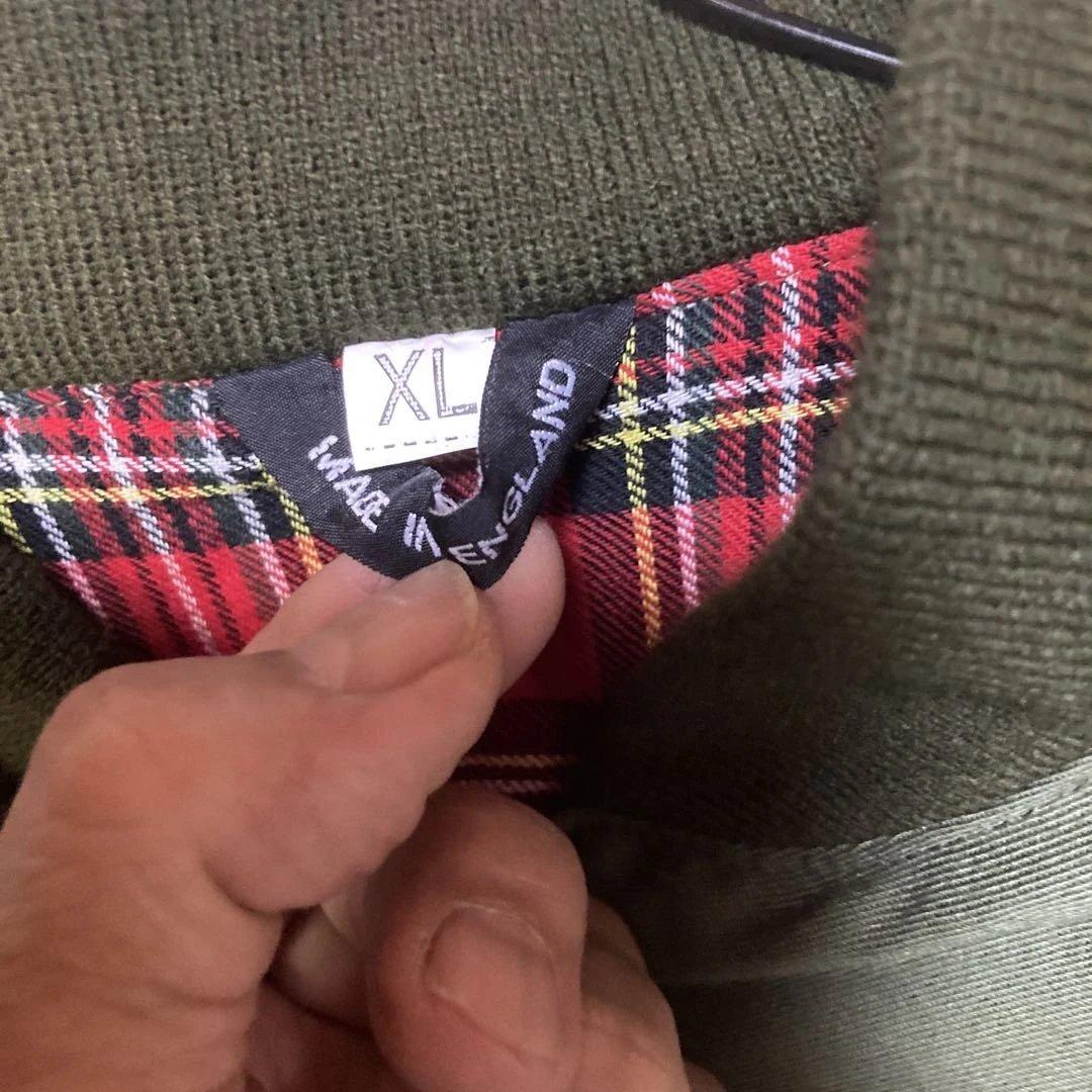 イギリス製MA1タイプ裏地タータンチェック×カーキXL新同スキンズサイコビリー