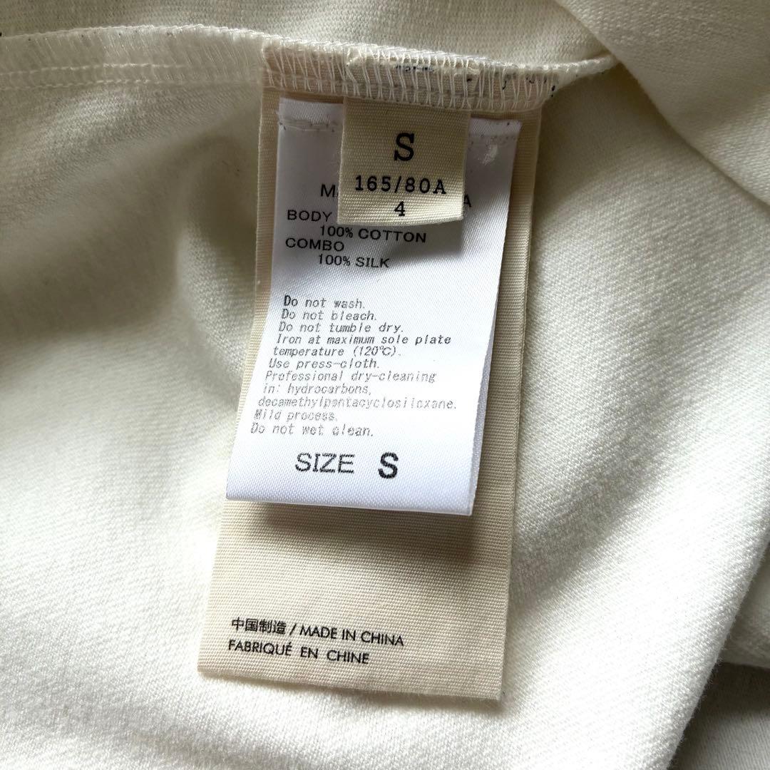 定価7万 カルヴェン シルク ボウタイ バックリボン カットソー ホワイト