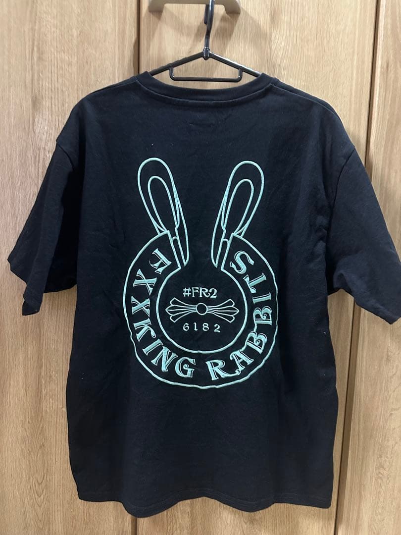 FR2 ウサギロゴ 刺繍Tシャツ ブラック
