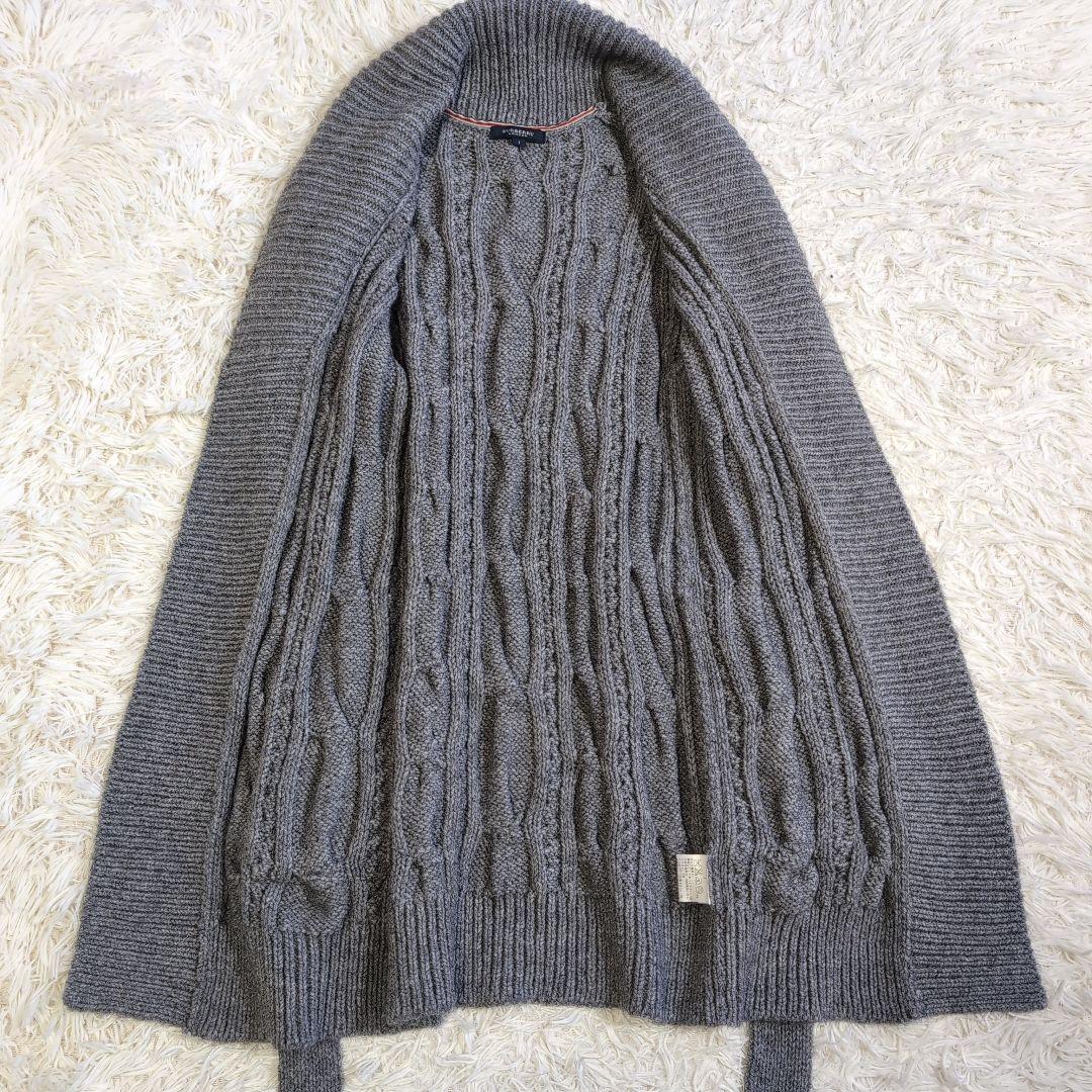 バーバリーロンドン　ケーブルニットカーディガン　アルパカ混　グレー系