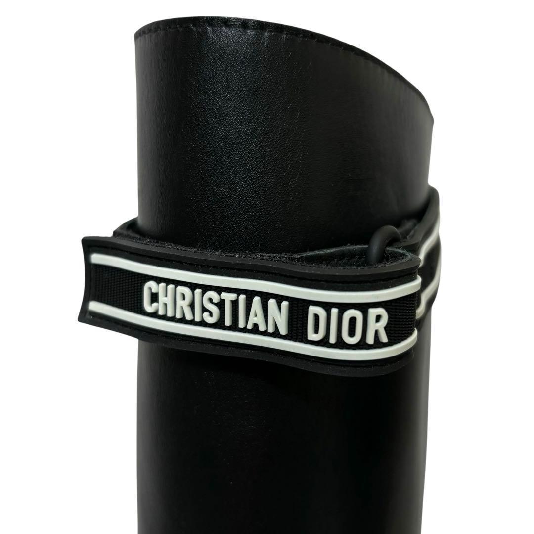 DIOR ディオール カーフスキン ロゴバンド ロングブーツ 38 ブラック