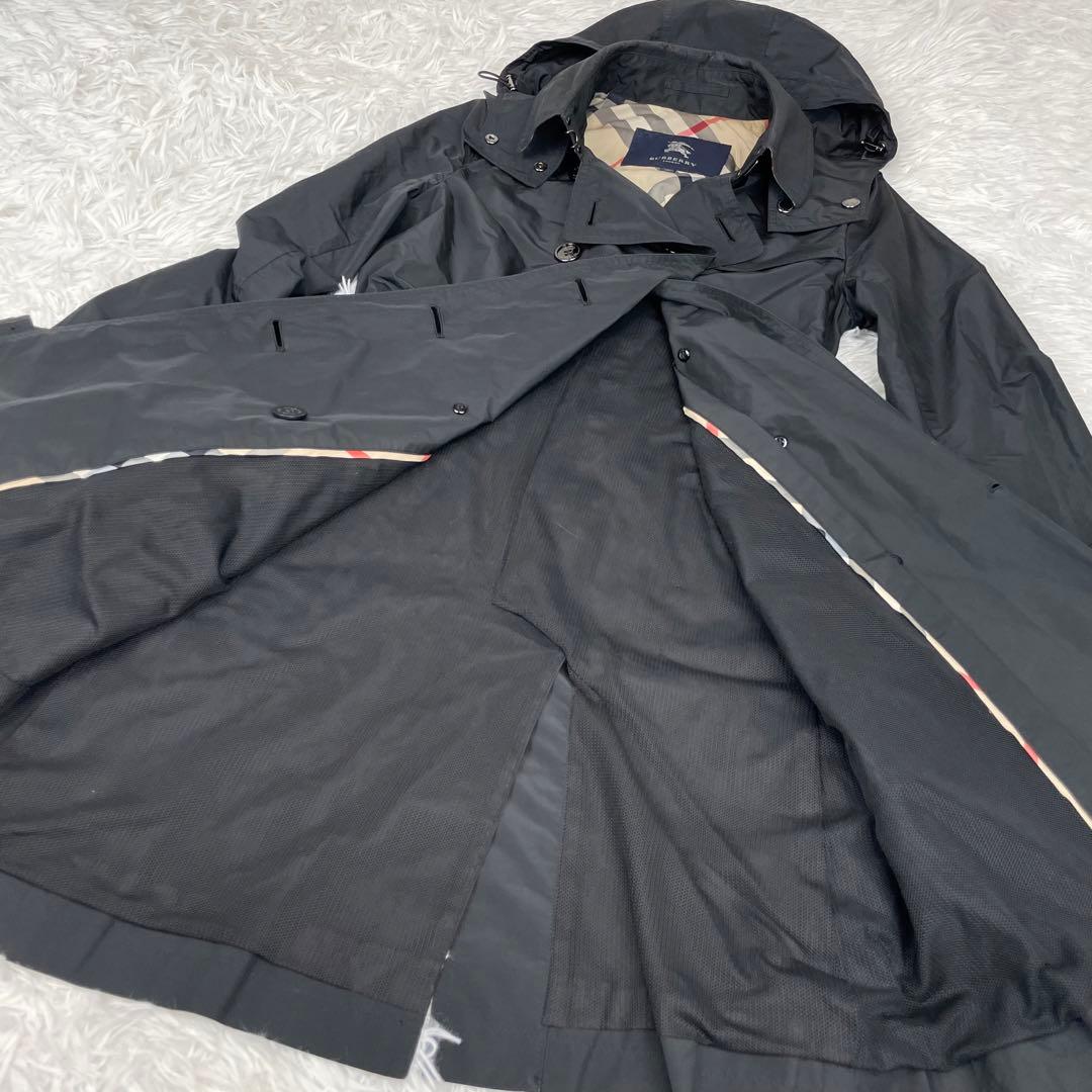 極美品✨バーバリーロンドン✨トレンチコート✨38✨Ｍ✨ナイロン✨ノバチェック✨黒