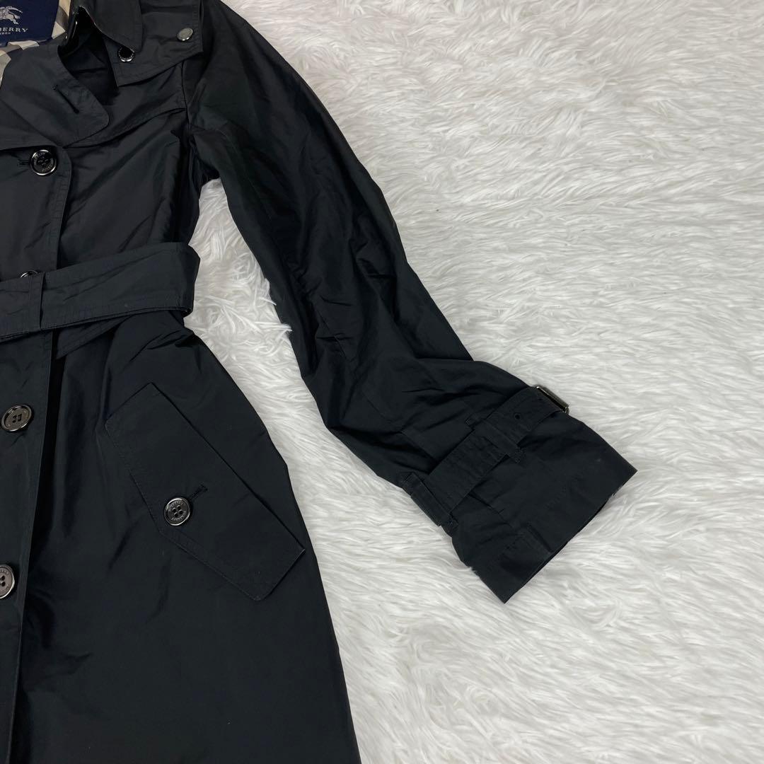 極美品✨バーバリーロンドン✨トレンチコート✨38✨Ｍ✨ナイロン✨ノバチェック✨黒