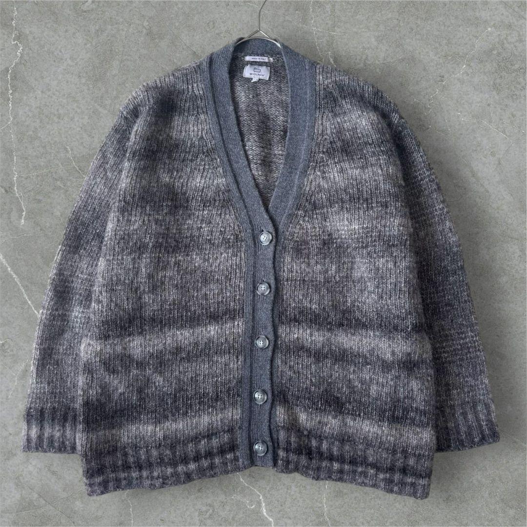 未使用に近い WOOLRICH カーディガン グレー イタリア製 ボーダー