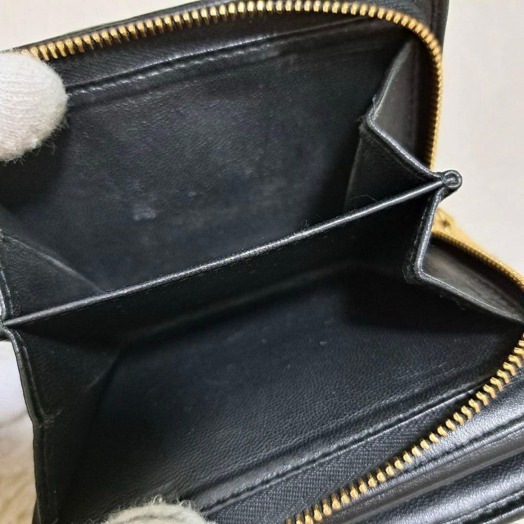 ✨極美品✨ミュウミュウ　三つ折り　マテラッセ　レザー　ブラック　キルティング