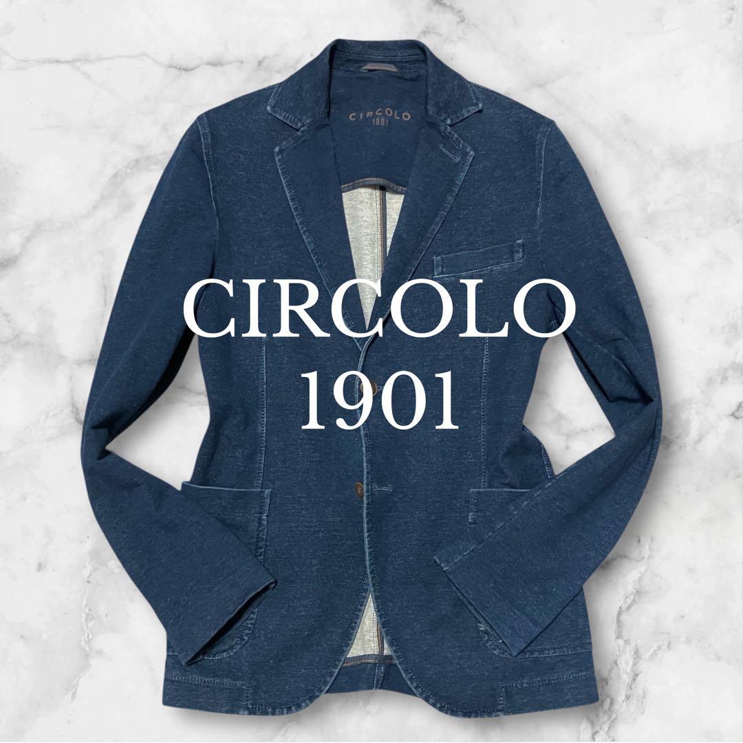 CIRCOLO1901 テーラードジャケット　鹿の子　インディゴ　ジャージー　青