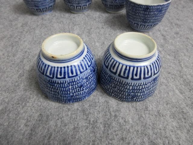 伊万里染付みじんこ手蕎麦猪口7個 [B27398]