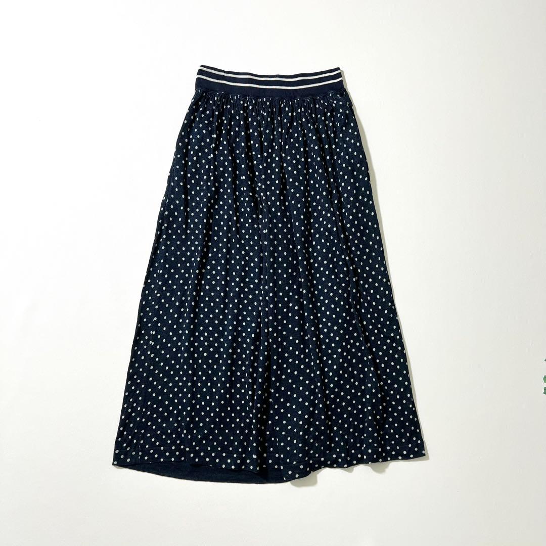 3345 45R ロングスカート ドッド柄 インディゴ超ガーゼプリントSKIRT