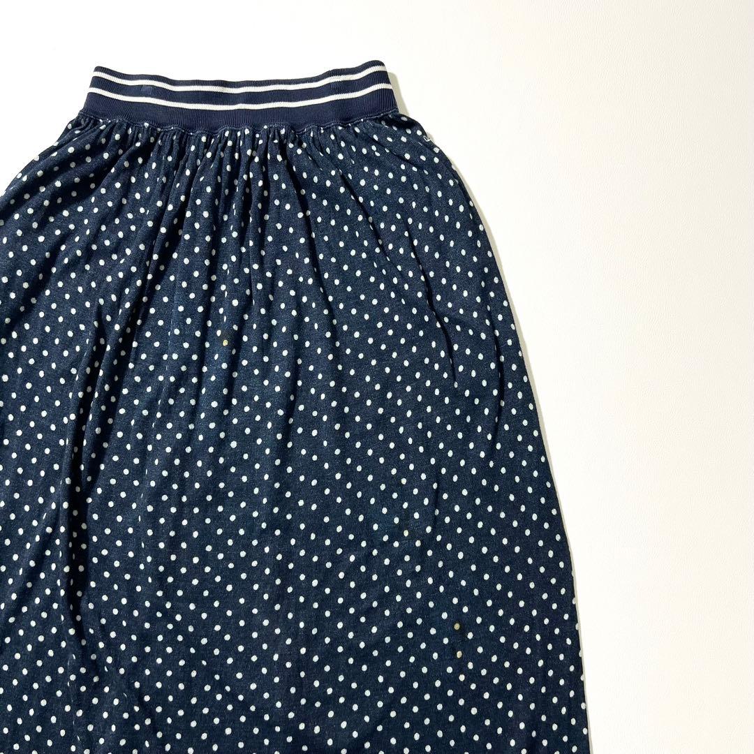 3345 45R ロングスカート ドッド柄 インディゴ超ガーゼプリントSKIRT