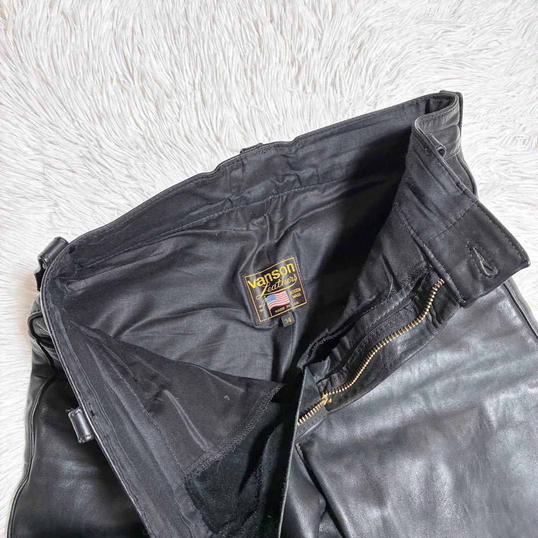 バンソン vanson レザーパンツ 34インチ XL 本革 牛皮 訳あり