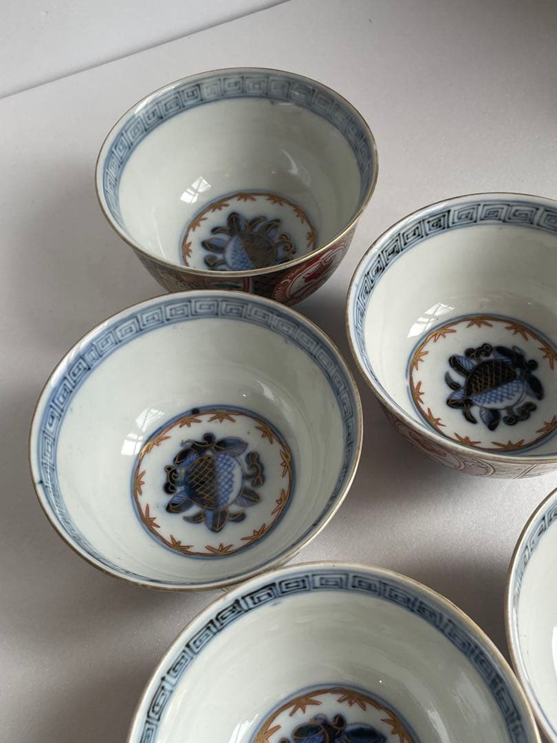古伊万里 金蘭手柘榴図 蓋物 五客　お皿/蓋付き碗/茶碗/蓋付き/飯碗/お碗50