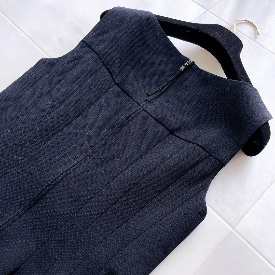 美品✨フォクシー マグノリア ドレス ワンピース ウエストタック ネイビー 38