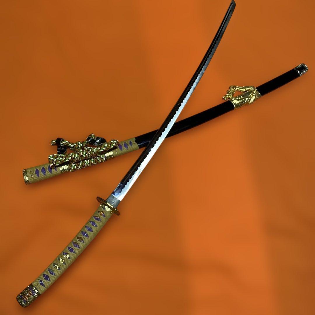 豪華版模造刀 長尺太刀 金茶柄 大刀型金鍔
