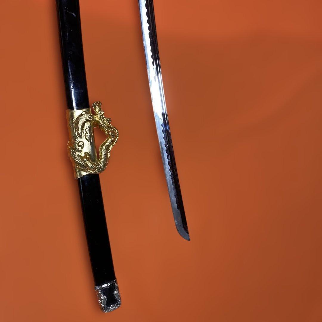 豪華版模造刀 長尺太刀 金茶柄 大刀型金鍔