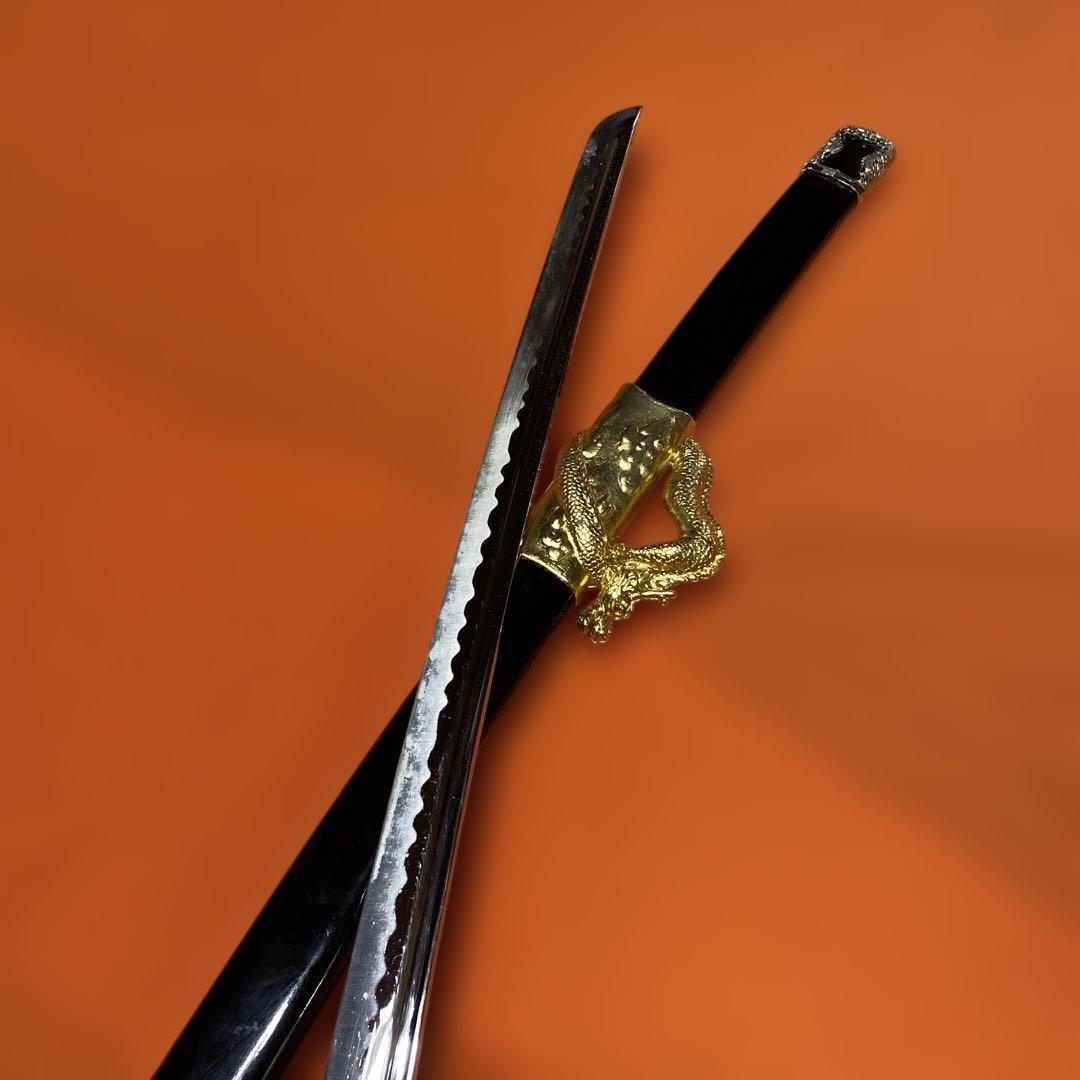 豪華版模造刀 長尺太刀 金茶柄 大刀型金鍔
