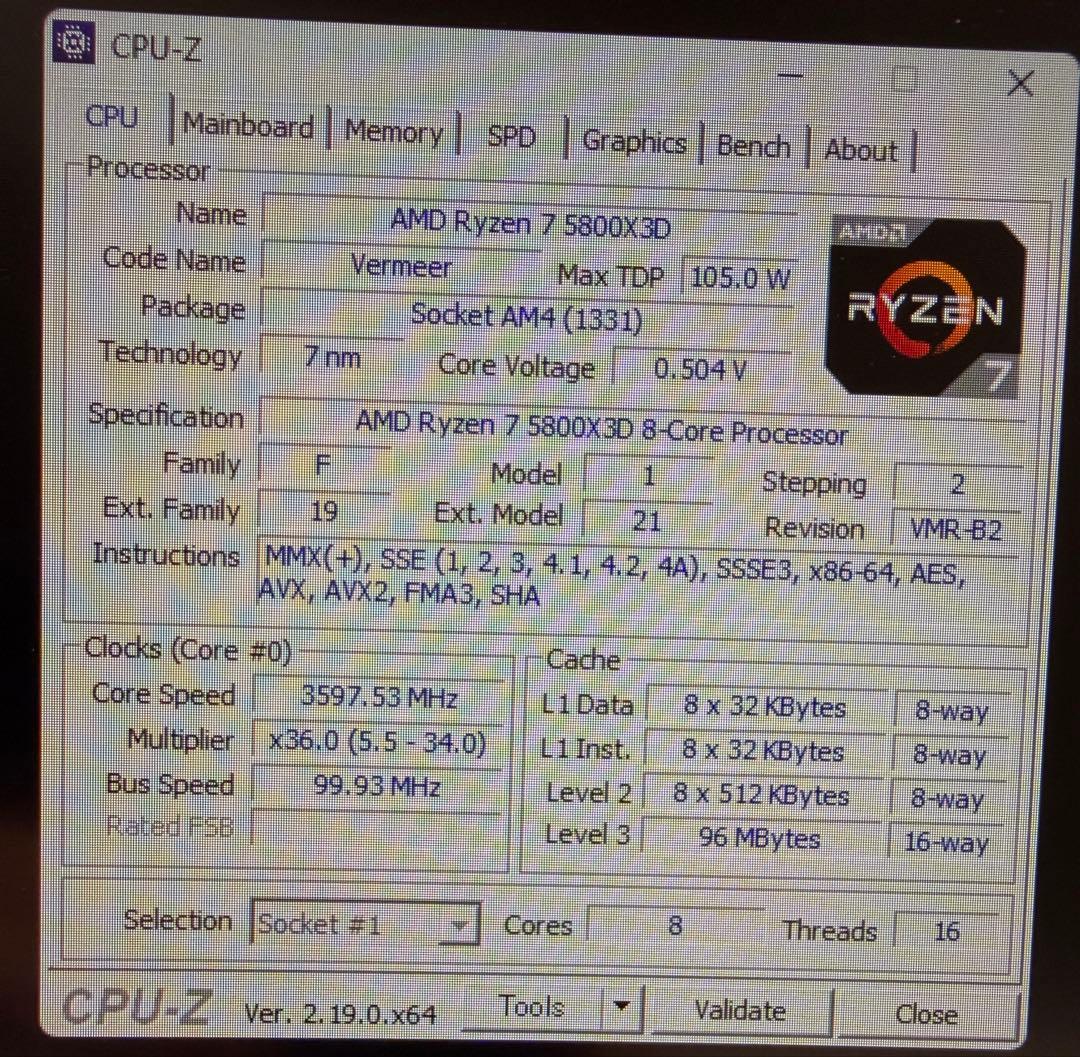 CPU Ryzen7 5800X3D