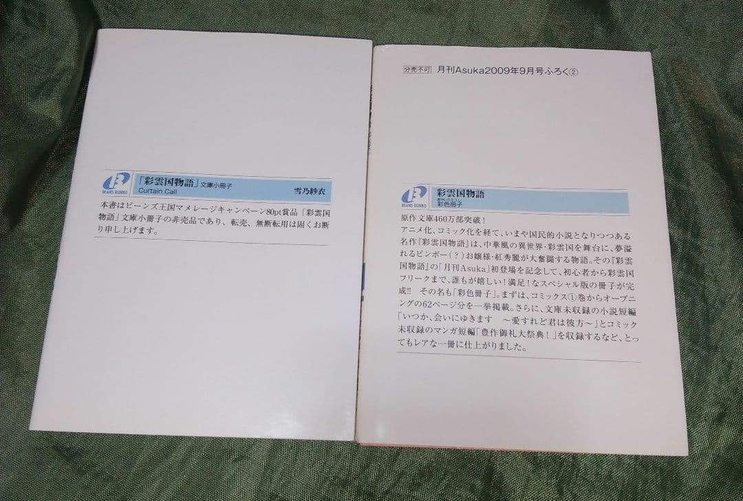 「彩雲国物語 Curtain Call」「彩雲国物語 彩色冊子」小冊子 セット