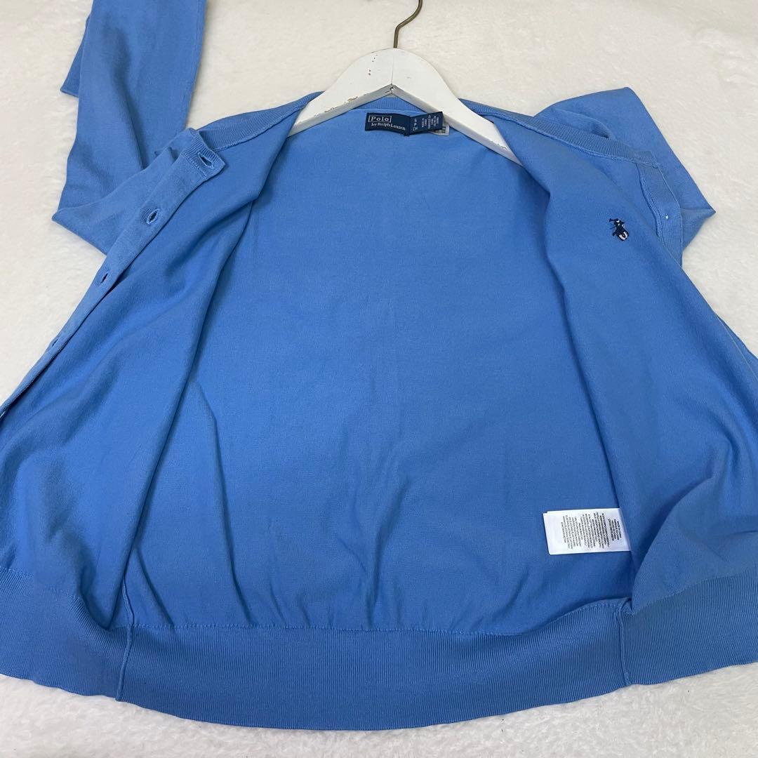 美品　POLO RALPH LAUREN 現行タグ　QRコード　青 カーディガン