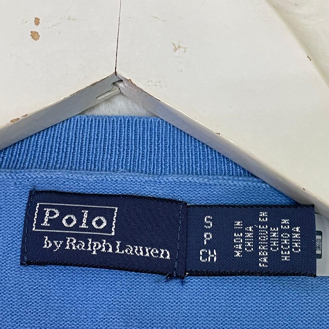 美品　POLO RALPH LAUREN 現行タグ　QRコード　青 カーディガン