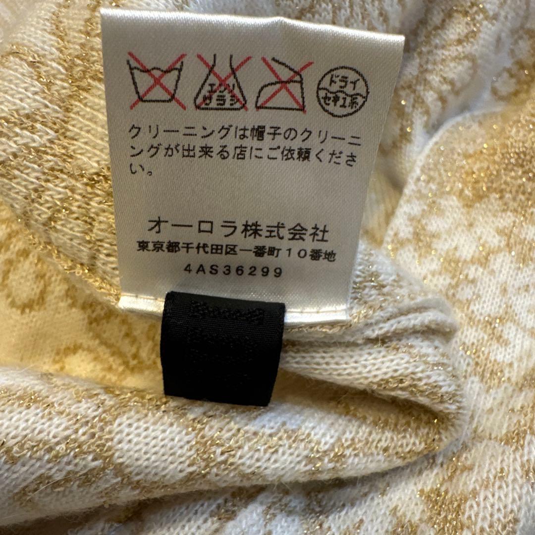 ANNA SUI フード付きマフラー　ベージュラメ金の花柄