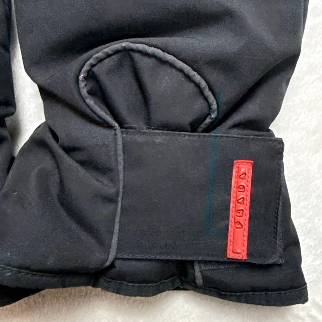 プラダPRADA レザー切り替えナイロングローブ　ブラック　サイズ8 1/2
