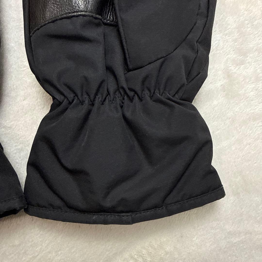 プラダPRADA レザー切り替えナイロングローブ　ブラック　サイズ8 1/2