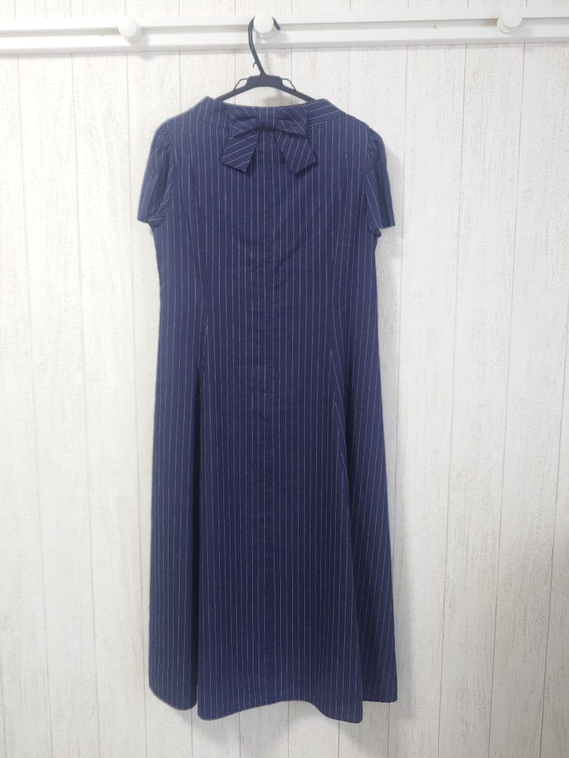 【美品】エムズグレイシー　ネイビー ストライプ 夏用ワンピース