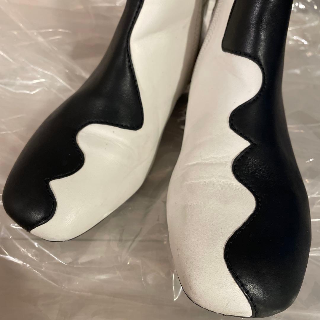 CAMPER Twins レザーアンクルブーツ バイカラー　モノクロ　個性的