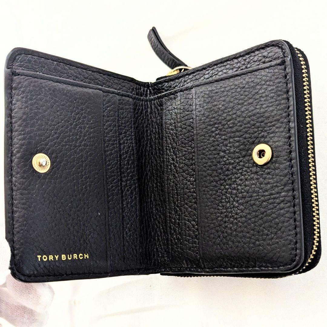 トリーバーチ 2つ折り財布 ラウンドジップ Tロゴ ブリッテン レザー ブラック