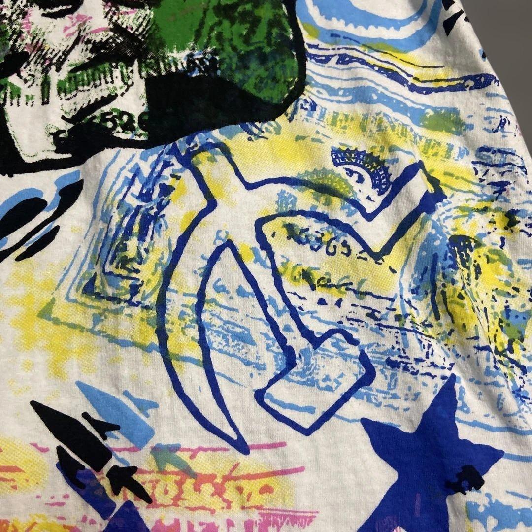 【90s・シングル】バスキア 総柄 マルチプリント Tシャツ L 希少