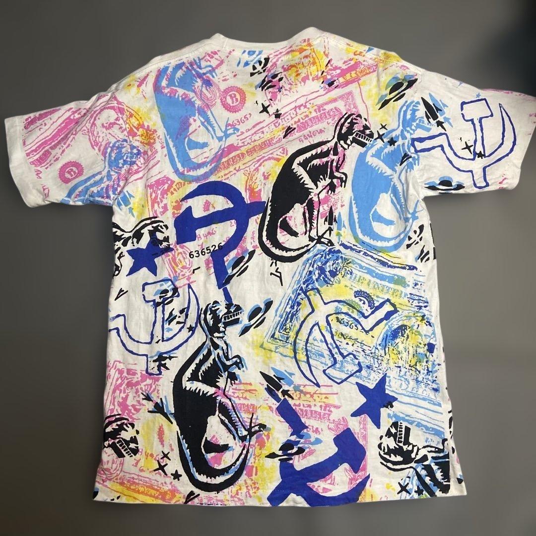 【90s・シングル】バスキア 総柄 マルチプリント Tシャツ L 希少