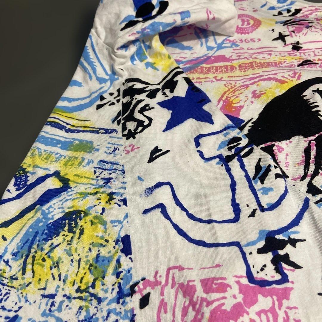 【90s・シングル】バスキア 総柄 マルチプリント Tシャツ L 希少