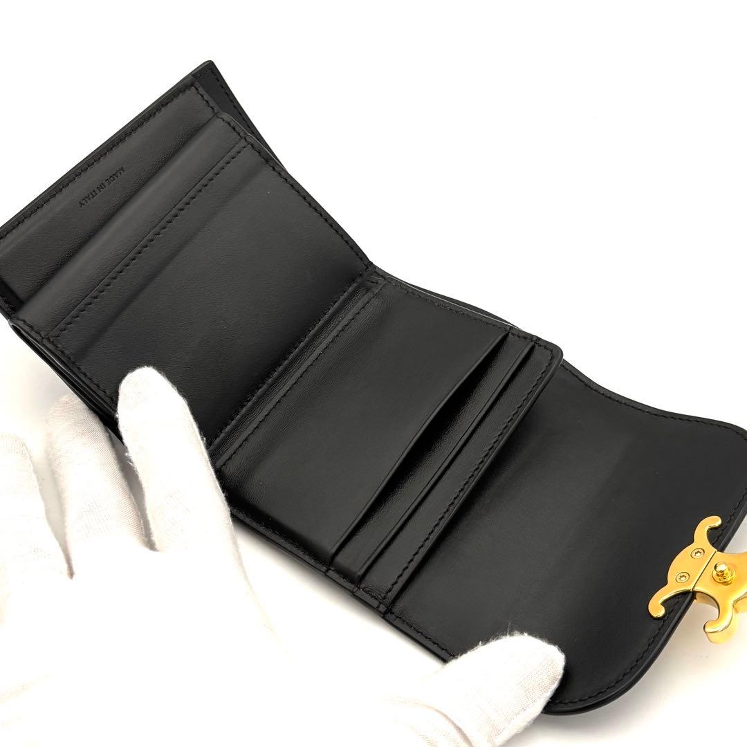 ⭐️箱付美品⭐️セリーヌ 折り財布 ブラック 黒 スモールフラップウォレット レザー