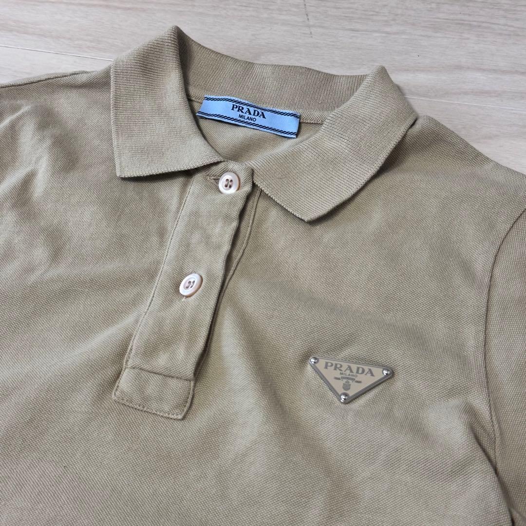 prada トライアングル ポロシャツ ロゴ コットンピケ