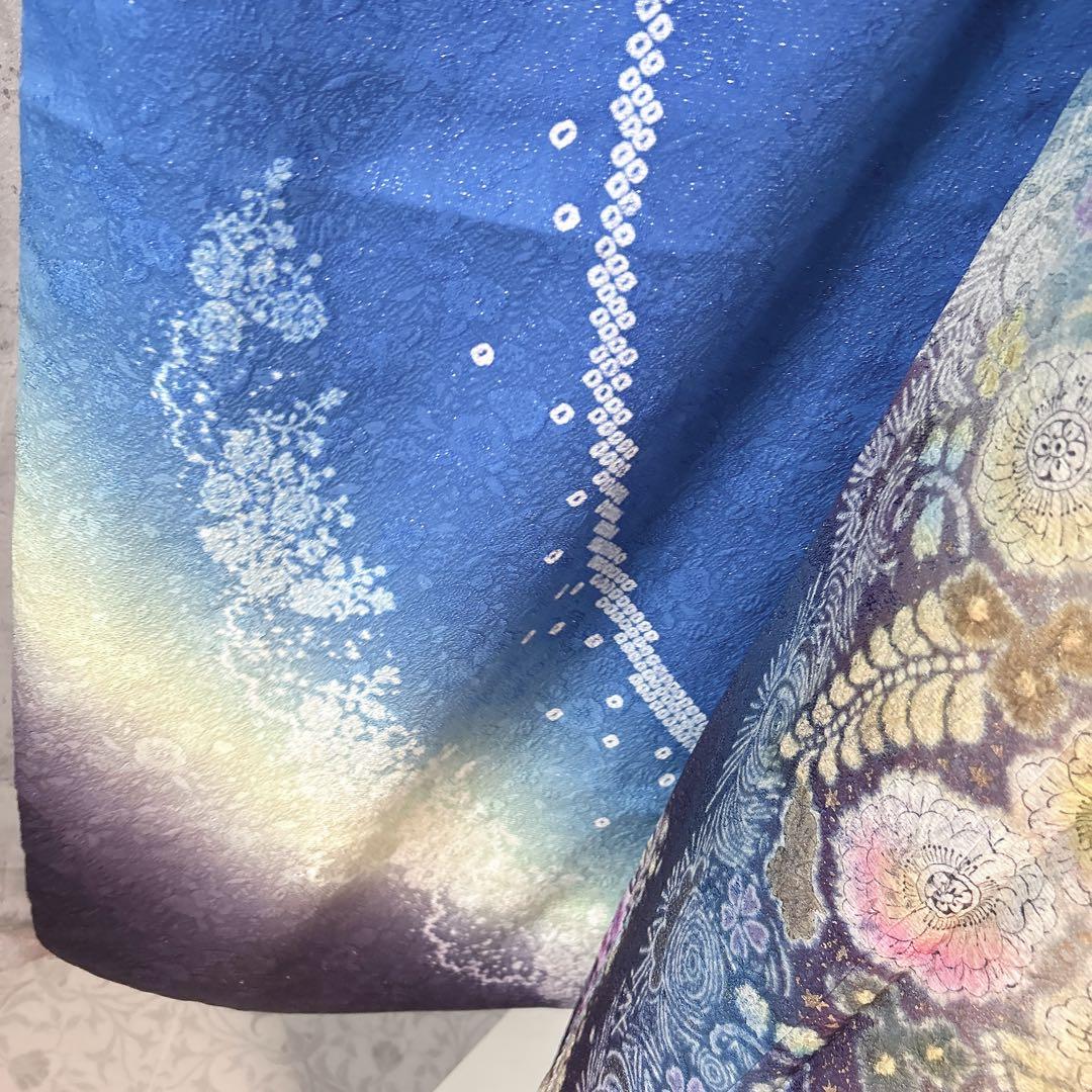 振袖➕長襦袢フルセット　辻が花　正絹　着物　水色　手絞り　豪華　可愛い　p1