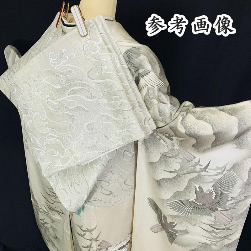 603z4☆フランソワーズ・モレシャン 振袖 鳥 作家物 白系モノトーン☆成人式