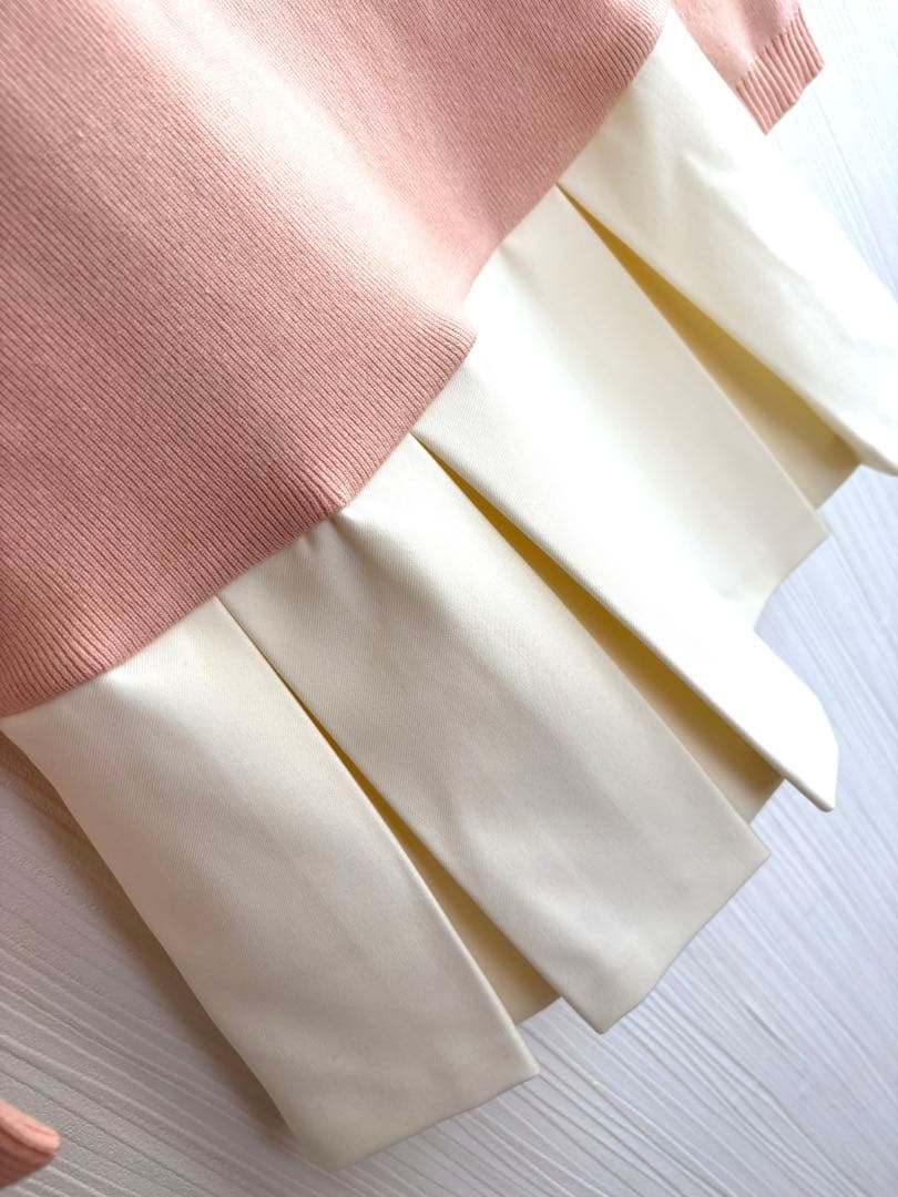 Darich ネクタイシャツドッキングニットミニワンピース ピンク FREE新品