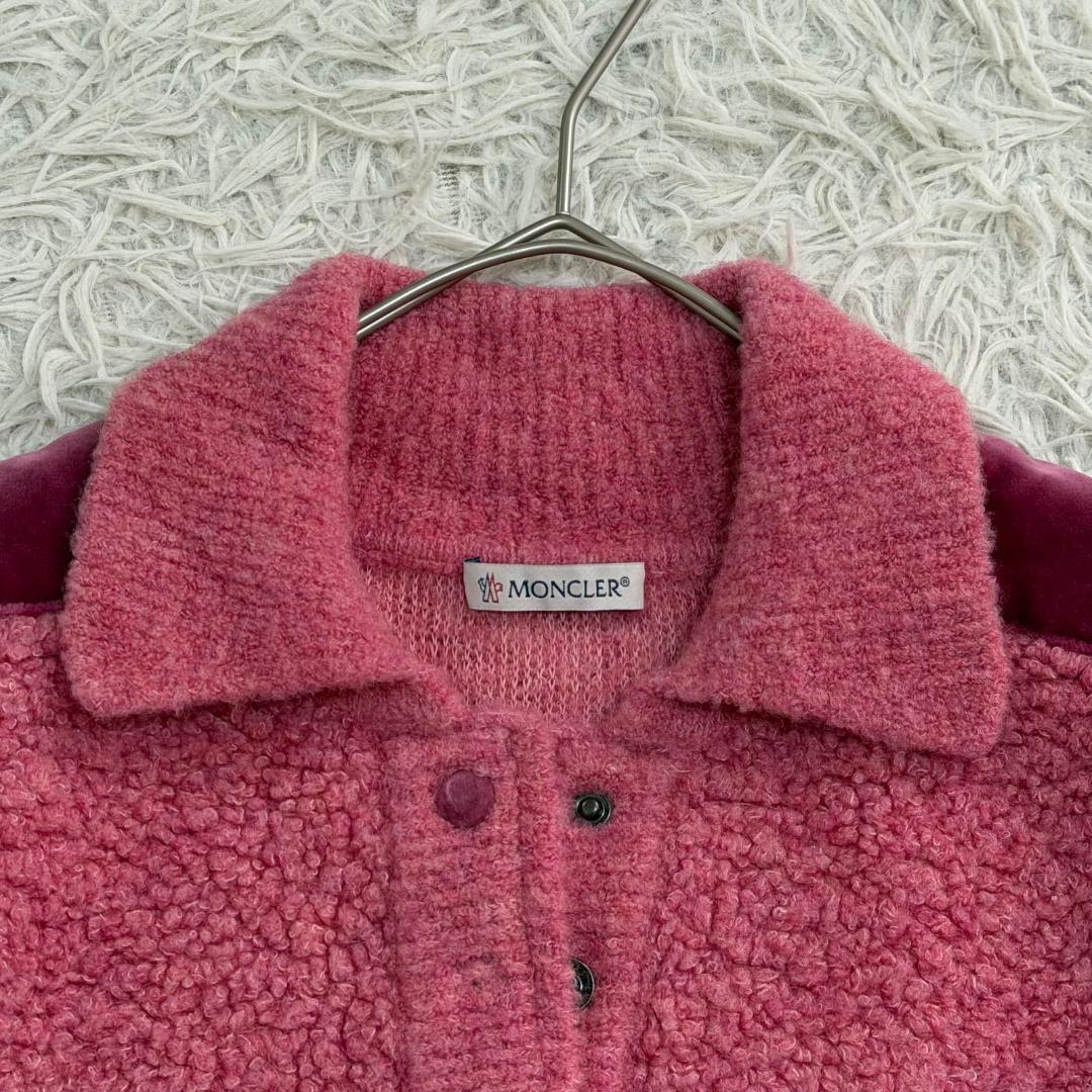 16545✨MONCLER MAGLIONE ビッグロゴ ボア ポロシャツ