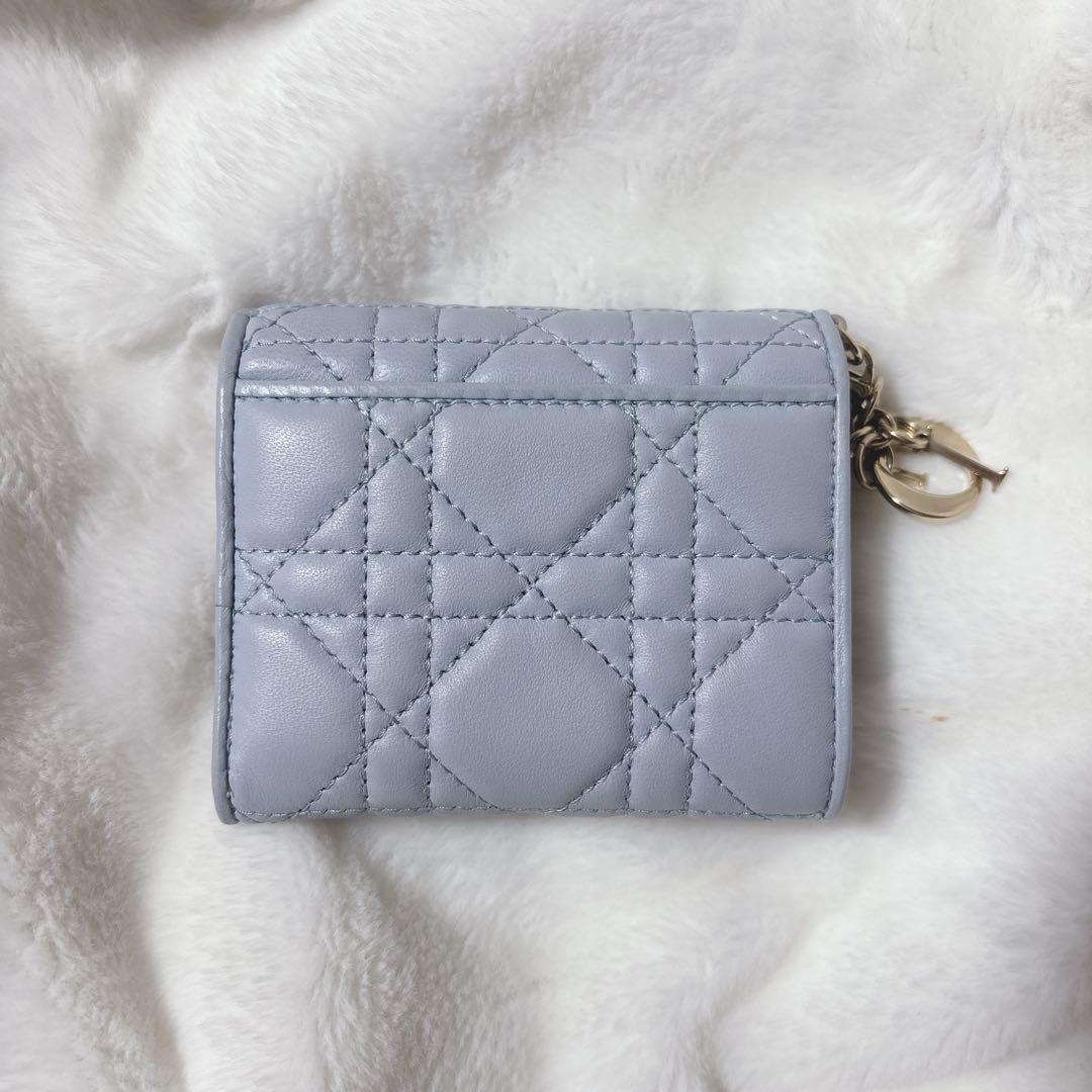 Dior ロータスウォレット 折り財布 財布 水色 キャメル バイカラー