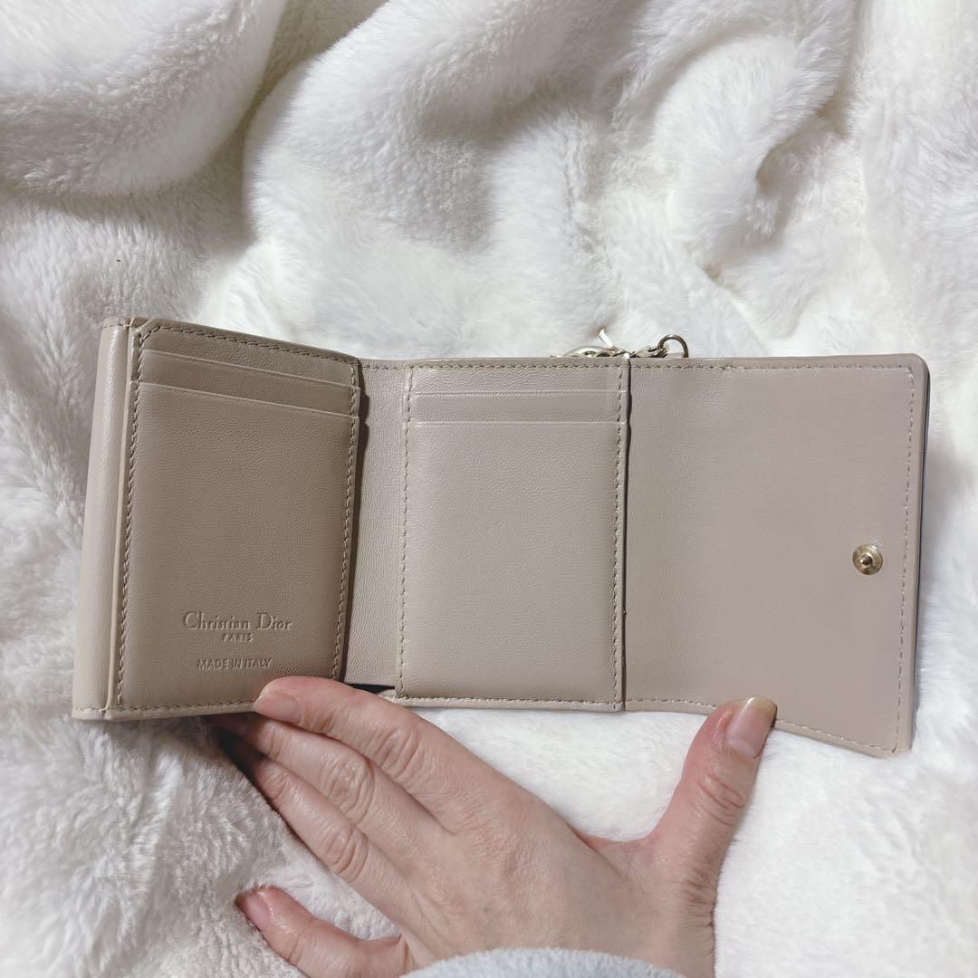Dior ロータスウォレット 折り財布 財布 水色 キャメル バイカラー