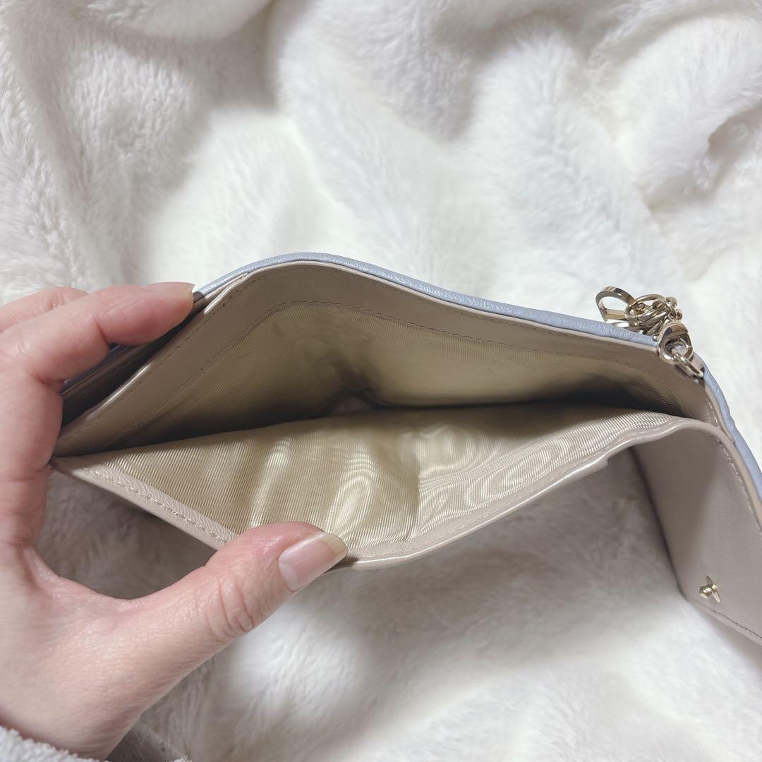 Dior ロータスウォレット 折り財布 財布 水色 キャメル バイカラー