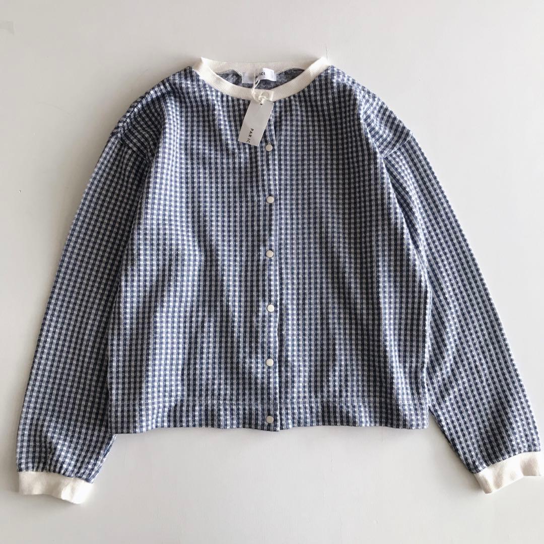 新品　パーリッシュ　ギンガムジャガード ゆるっとカーディガン