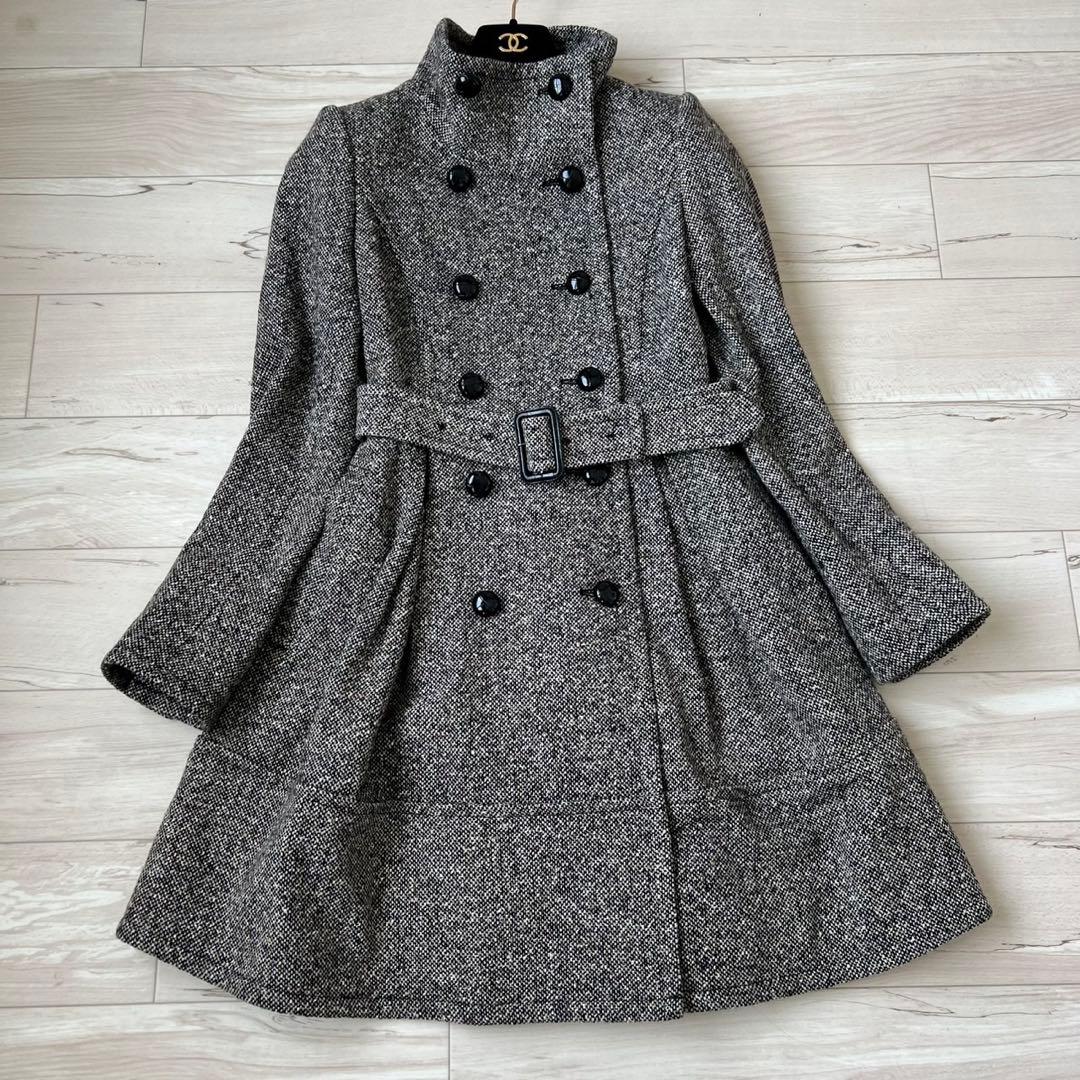 希少　BURBERRY BLACK LABEL ツイードロングコート　ダブル
