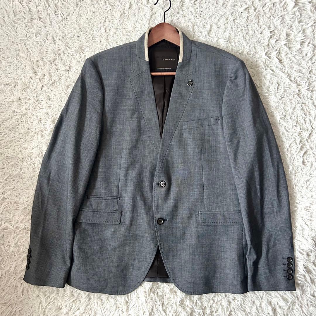 ZARA MAN ブラックタグ ノーカラージャケット EUR54 大きいサイズ