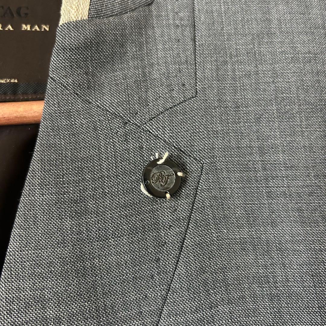 ZARA MAN ブラックタグ ノーカラージャケット EUR54 大きいサイズ