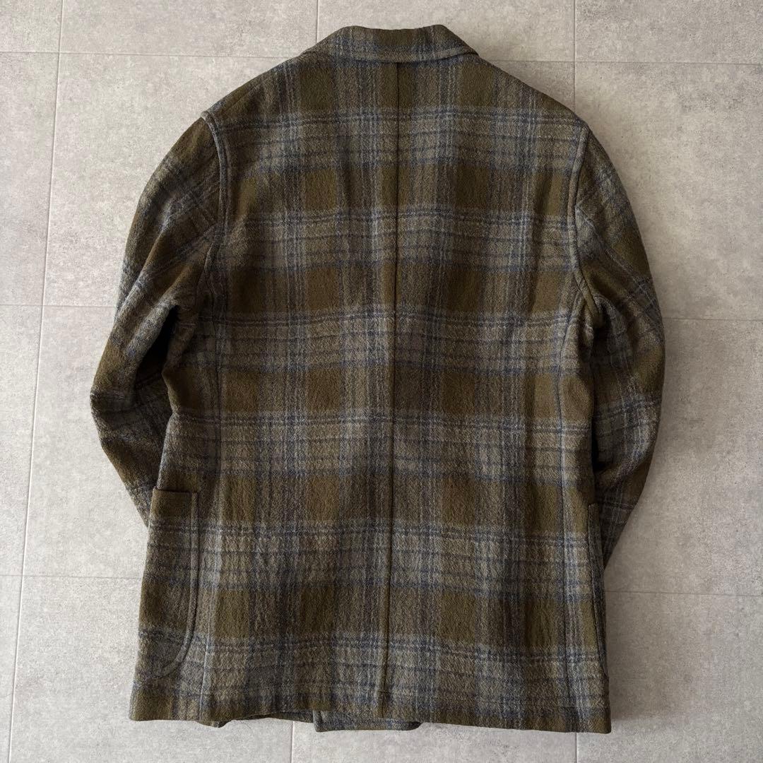 極美品✨️4,7万 ガーゼウールチェック ダブルブレステッド4Bジャケット 50