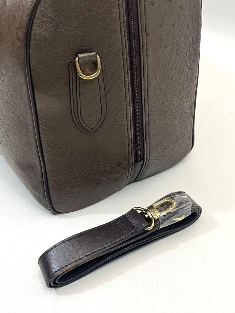 美品★ANKH-JET ボストンバッグ オーストリッチ レザー 茶 ブラウン